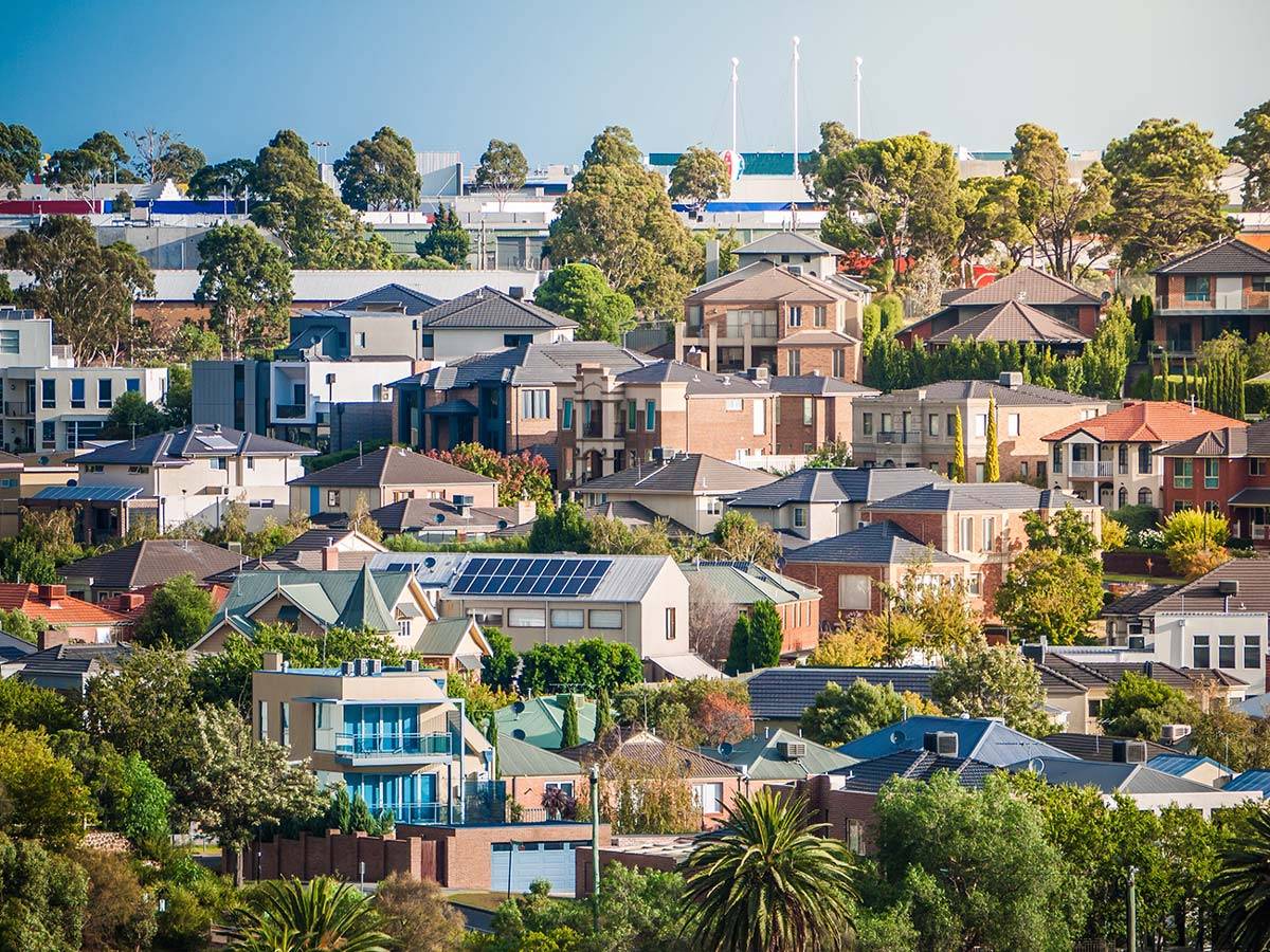 Aerial view of an Australian suburb