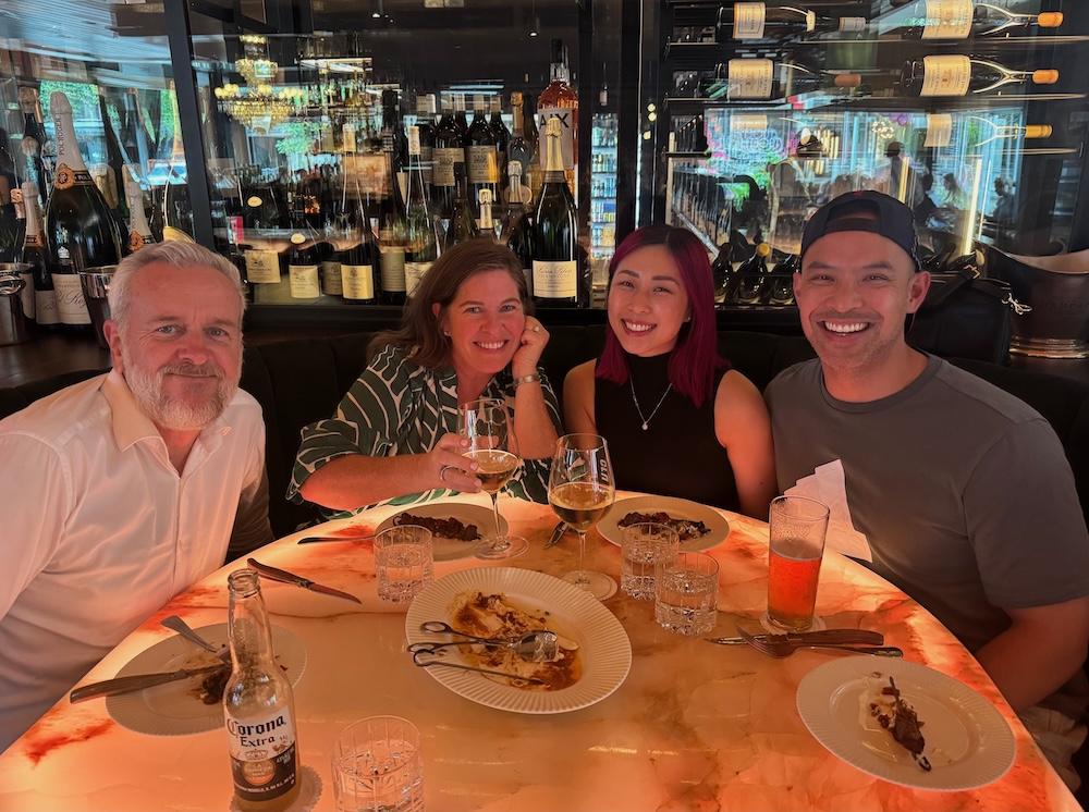 Paul Merritt out to dinner with clients